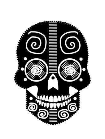 Day of the Dead, sugar skull, black and white. vector illustrationのイラスト素材