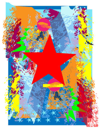 Multicolor abstract background vector with starsのイラスト素材