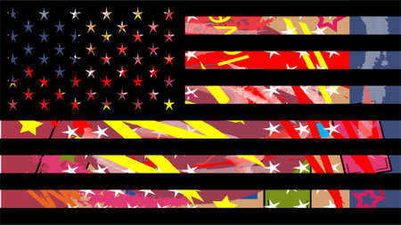 American flag graffiti, colorful pop art background USA vector.のイラスト素材