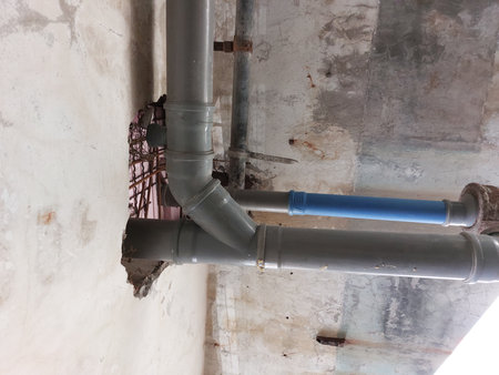 Pipeline in a building, close-up of the pipeの写真素材