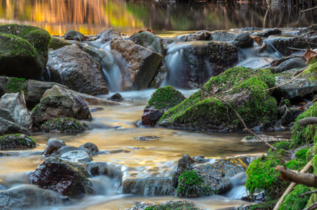 Long exposure of a flowing body of waterの写真素材