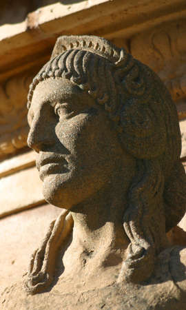 Close-up shot of the head of a statue in the Palace of Fine Arts in San Francisco.の写真素材