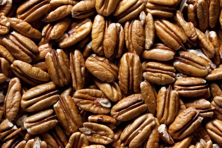 Raw, dried, and shelled pecan nutsの写真素材