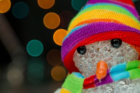 Snowman / toy / Light bokehの写真素材
