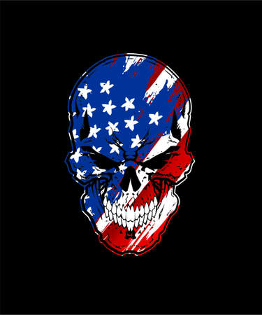American flag painted on skullのイラスト素材