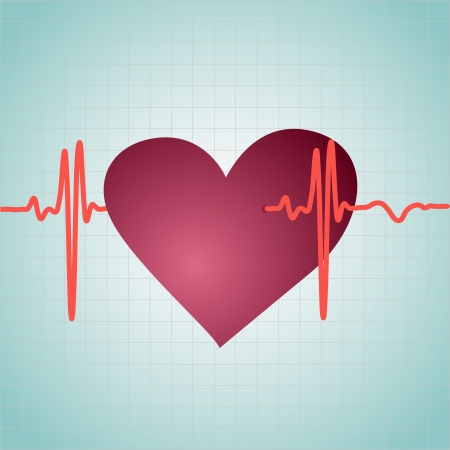 Healthy Heart with cardiogram, illustrationのイラスト素材