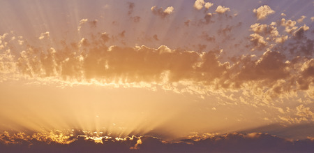 Sunset through the clouds, with rays