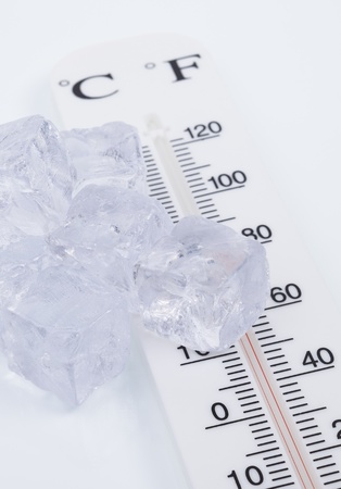 Ice cubes and Thermometer