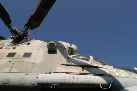 Side view of a russian combat helicopter in an outdoor museumの写真素材