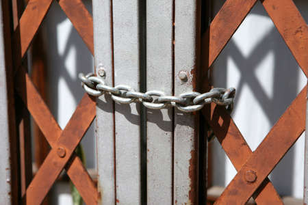 safety guard of a shop secured by a chain