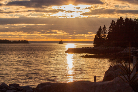 Sunset at the atlantic coast , Nova Scotiaの写真素材