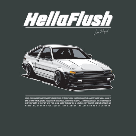 Sale banner design template. Vector illustration of a white car.のイラスト素材