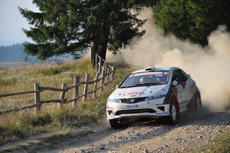 SIBIU, ROMANIA - JULY 20 2012: Kangur Martin/Ost Andres - Honda Civic Type R - IRC Rally Sibiu 2012のeditorial素材