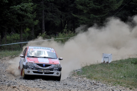 SIBIU, ROMANIA - JULY 20 2012: Dacia Logan at Sibiu Rally 2012のeditorial素材