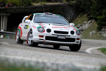 TRANSFAGARASAN, ROMANIA - MAY 7 2010: Banciu Dorin/Covaci Gabriel - Toyota Celica GT4 - Rally Arges - Transfagarasan 2010のeditorial素材