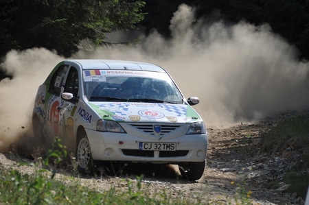 SIBIU, ROMANIA - JULY 20 2012: Dacia Logan at Sibiu Rally 2012のeditorial素材
