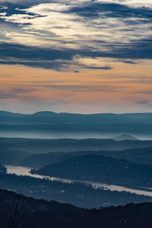 View over the north of Bonn from the Oelberg in the light of an autumnal afternoon.の写真素材