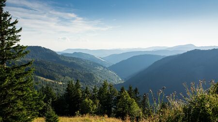View from the Feldberg through a hazy valley.の写真素材