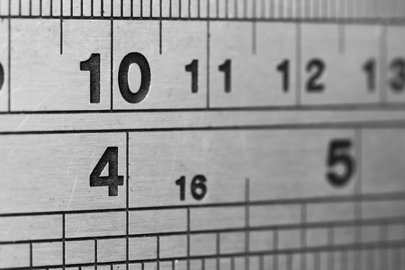 Lines and Numbers, a metal ruler in closeupの写真素材