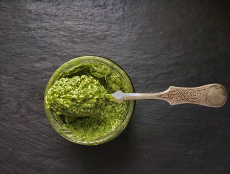 Wild garlic pestoの写真素材