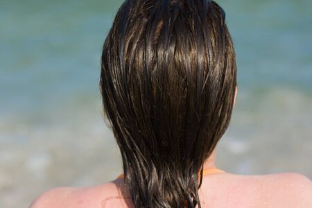 Wet hairの写真素材