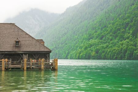 jetty on the lake in a cloudy day