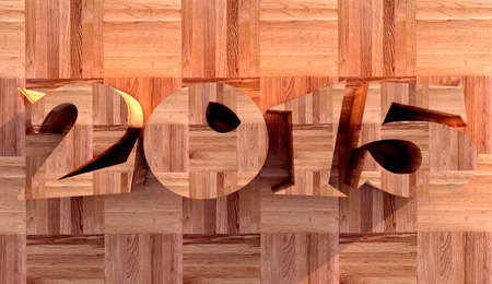 3d rendering of new year 2015 made ofwood.