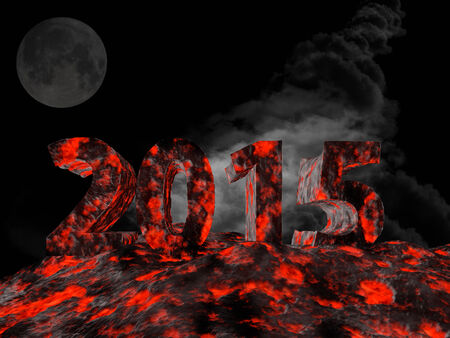 3d rendering of new year 2015 made from lava.の写真素材