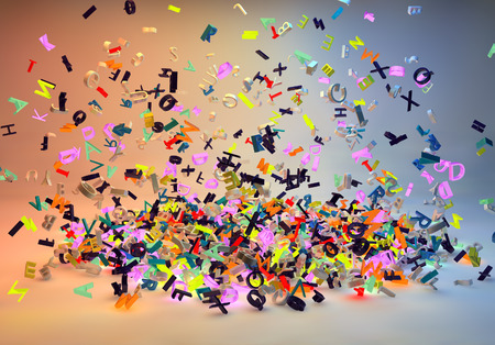 abstract background of falling letters.