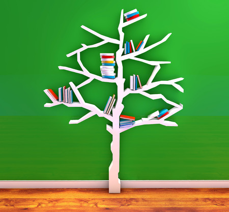 3d render of Tree of knowledge. Bookshelfの写真素材