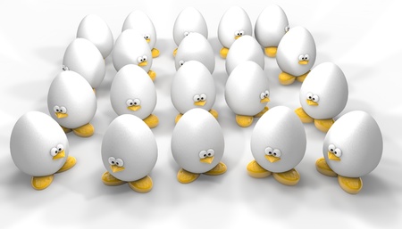 Merry Easter eggs, cheering 3D cartoon characterの写真素材