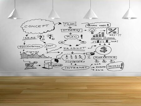 drawing business concept on wallの写真素材