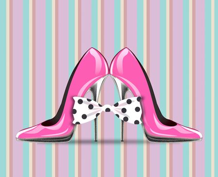 high heel shoes with bowの写真素材