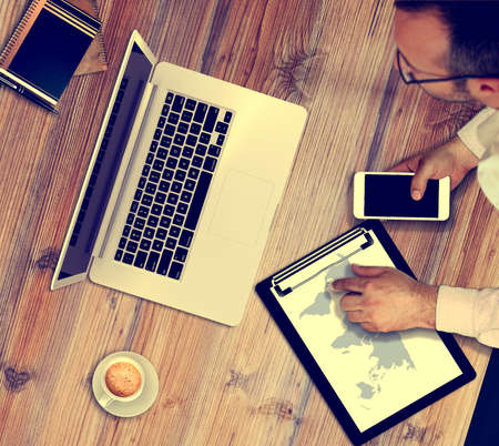 Business man working, discussing business charts, strategy. Start Up Ideas Innovation Conceptの写真素材