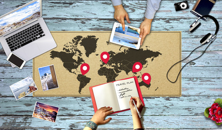Summer Beach Fun vacation Concept.people list planner trip on notebook. Woman Listing Summer Holiday Travel Conceptの写真素材