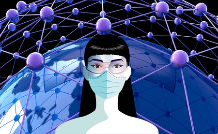 Woman with medical face mask. Concept of coronavirus quarantine in Europe.