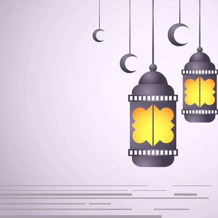 Ramadan lanterns with orange light, Ramadan lanterns with orange lightのイラスト素材