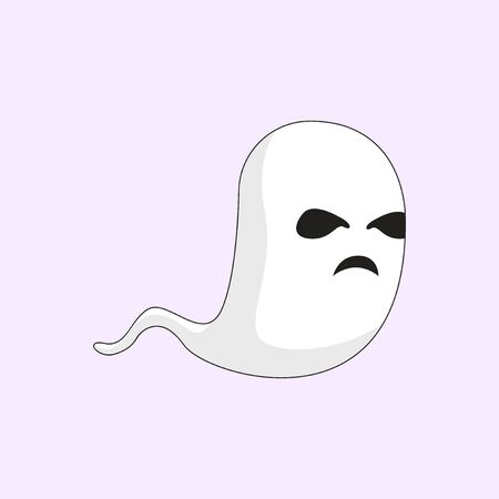 White Ghost Cartoon Character, Funny ghost, scary, flyingのイラスト素材