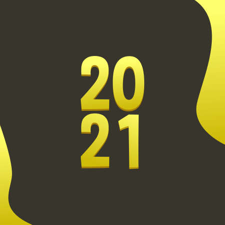 Happy New Year 2021 with Numbers and Shapesのイラスト素材