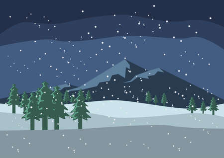 Beautiful Snow Scenery and Mountain Backgroundのイラスト素材