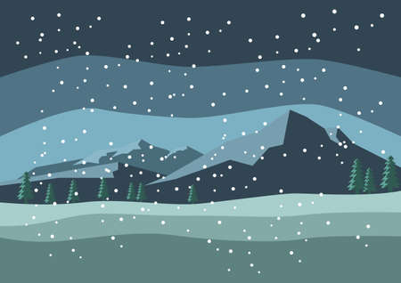 Beautiful Snow Scenery and Mountain Backgroundのイラスト素材