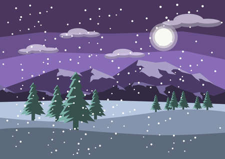 Beautiful Snow Scenery and Mountain Backgroundのイラスト素材