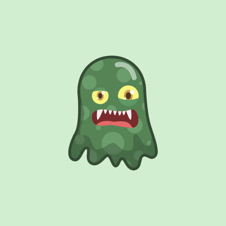 Green Cute Monster Cartoon Illustration, Halloween Day Monster Costumeのイラスト素材