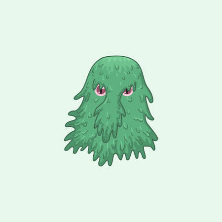 Green Cute Monster Cartoon Illustration, Halloween Day Monster Costumeのイラスト素材