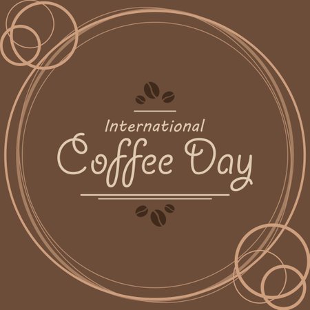 International Coffee Day on Brown Background, social media postsのイラスト素材