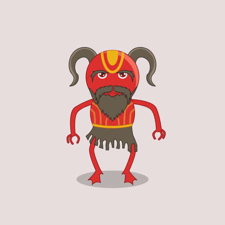 Red Cute Monster Cartoon Illustration, halloween day, monster design video game,のイラスト素材