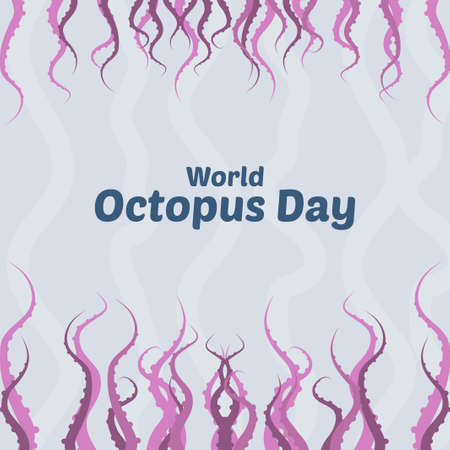 World Octopus Day on Blue Background, International Octopus Day, social media post, October 8th, World Octopus Day celebrates.のイラスト素材