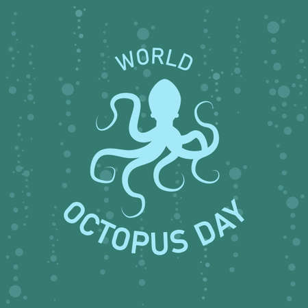 World Octopus Day on Blue Background, International Octopus Day, social media post, October 8th, World Octopus Day celebrates.のイラスト素材