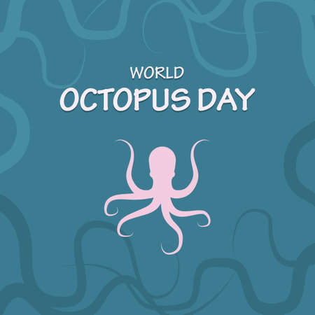 World Octopus Day on Blue Background, International Octopus Day, social media post, October 8th, World Octopus Day celebrates.のイラスト素材