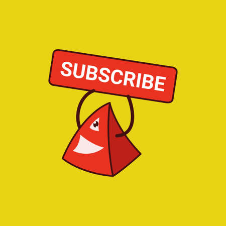 Mascot Illustration Holding Subscription Button Yellow Backgroundのイラスト素材